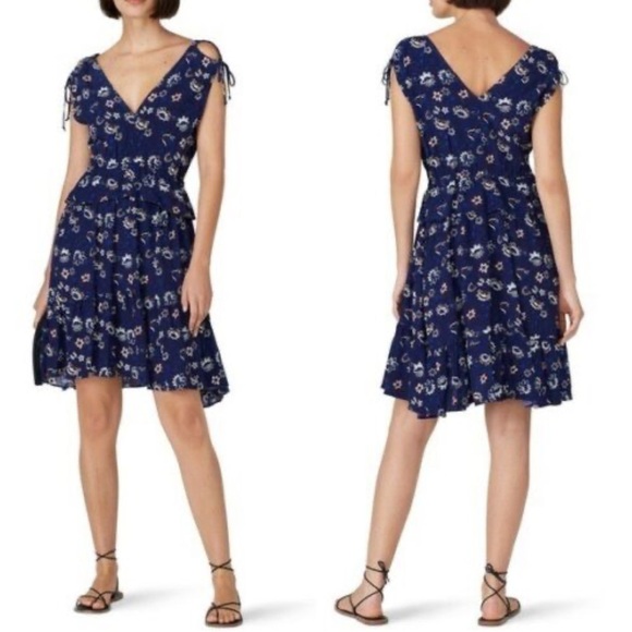 Thakoon Navy Lotus Printed Viscose Mini Dress size 0 - Picture 1 of 5